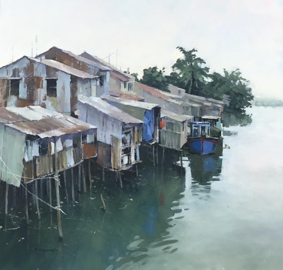 At the Water's Edge: Oil on CanvasImage with link to high resolution version