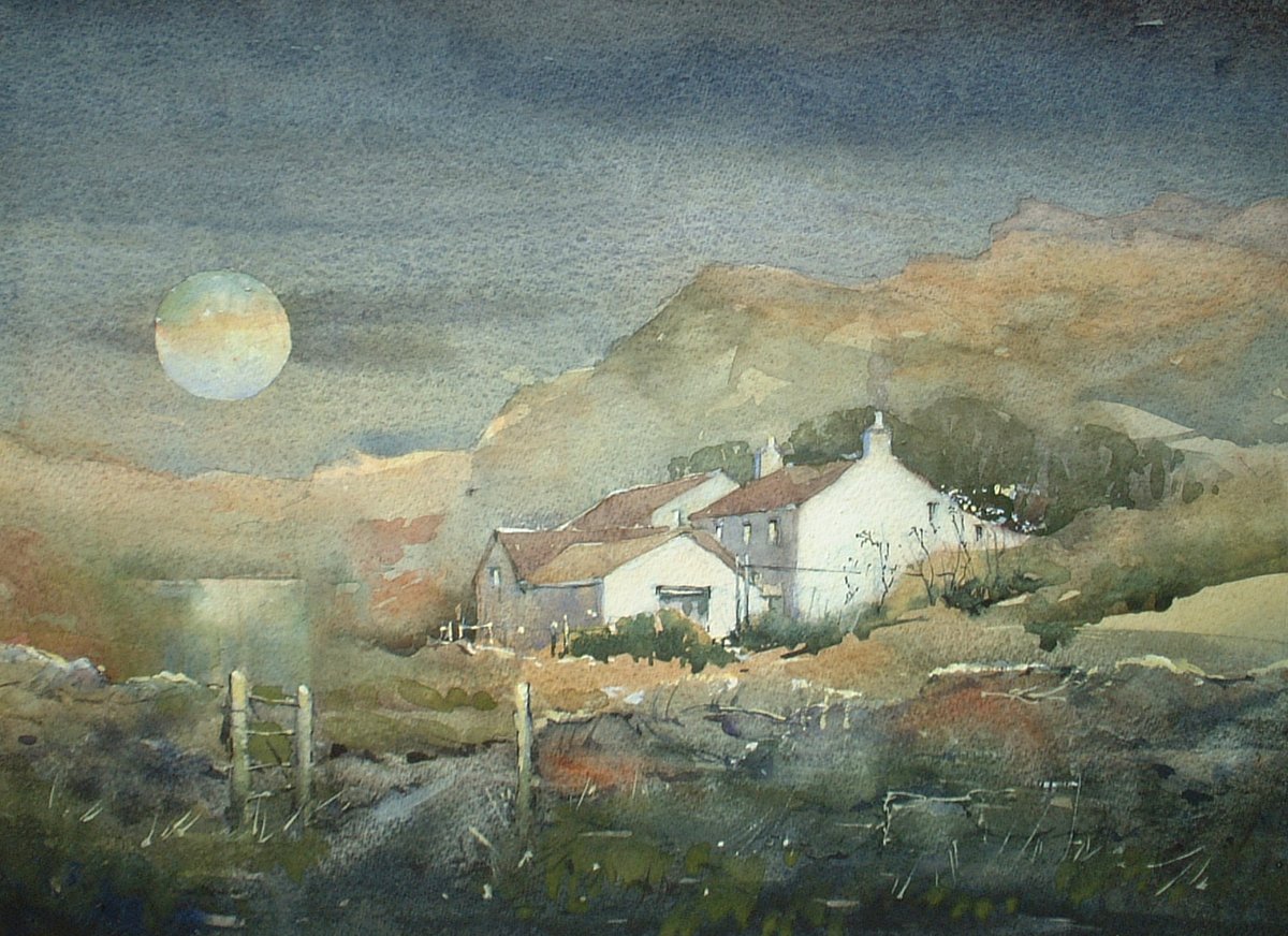 Cumbrian Moon: WatercolourImage with link to high resolution version