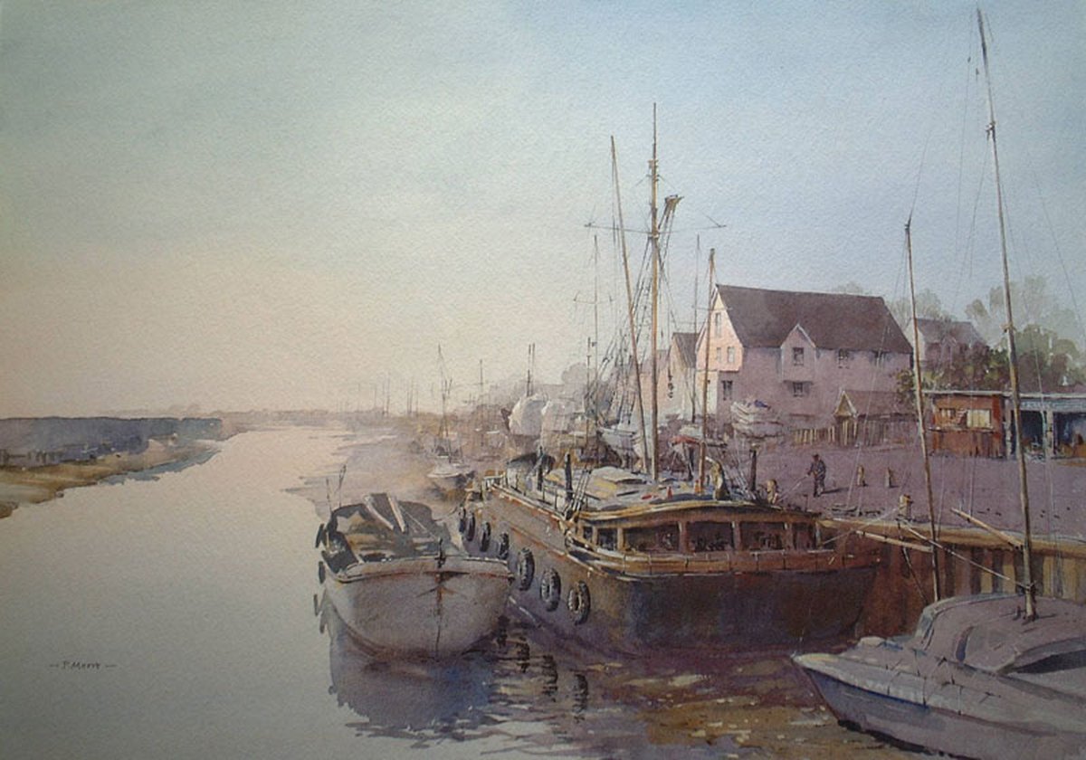 image shows: Dawn Light at Maldon: Watercolour