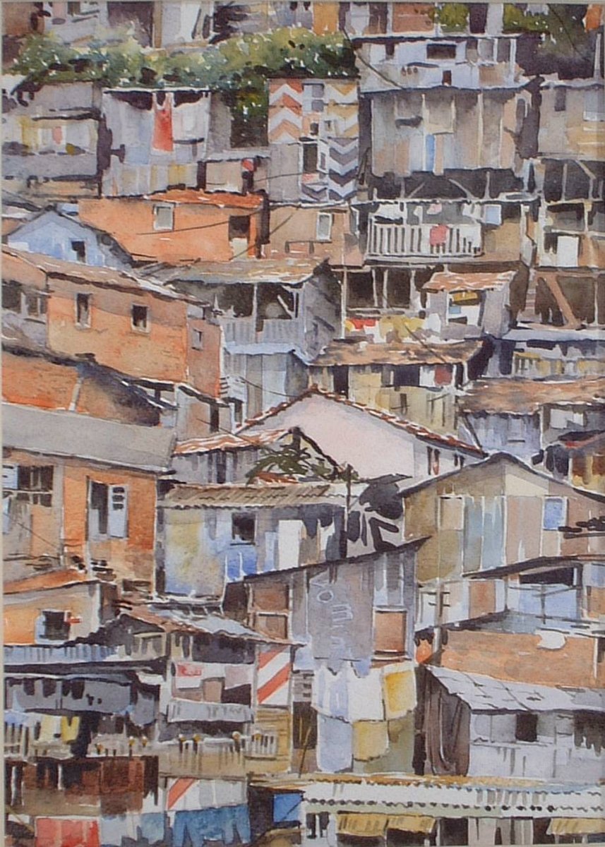 image shows: Favela, Rio:  Watercolour