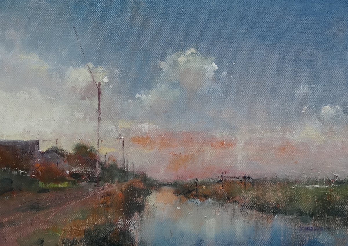 image shows: Norfolk Evening:  Oil on Canvas