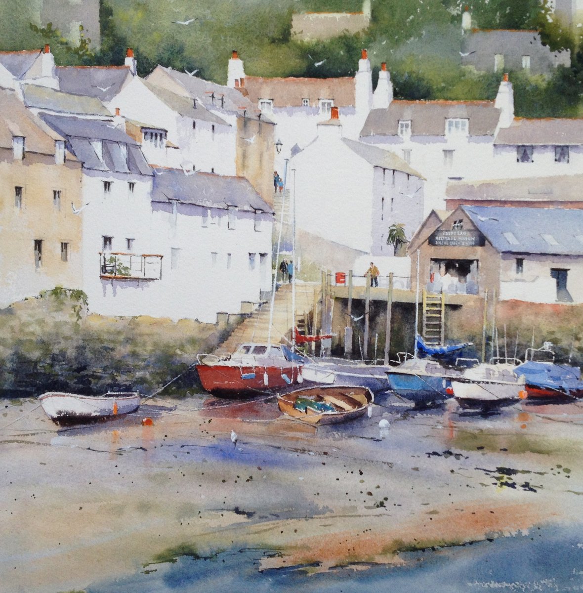 Polperro Harbour: WatercolourImage with link to high resolution version