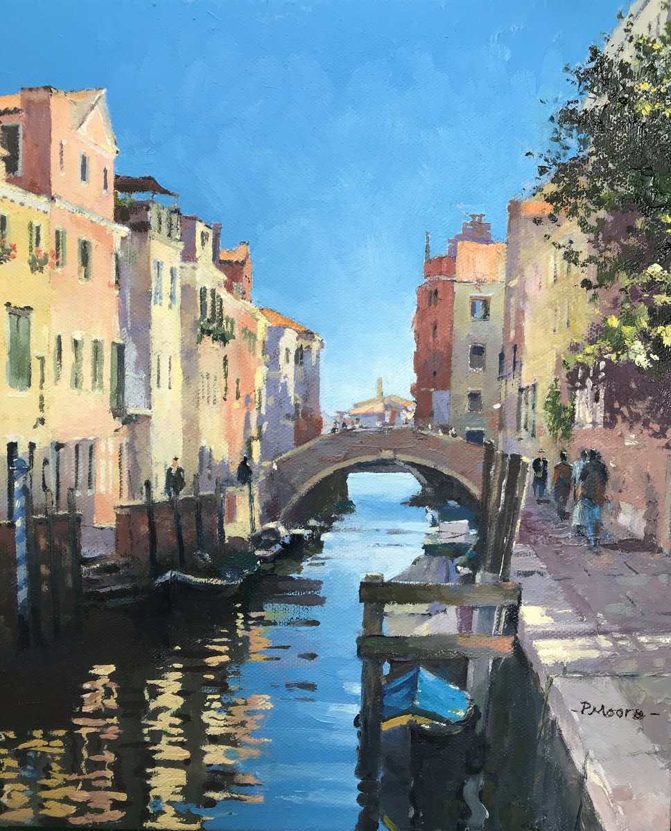 image shows: Quiet Canal in Venice:  Oil on Canvas