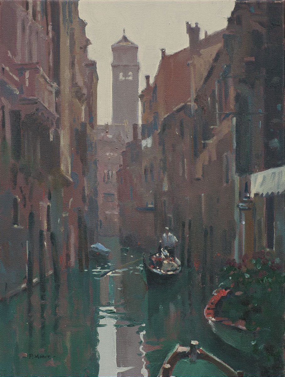 image shows: Quiet Backwater, Venice: Oil on Canvas