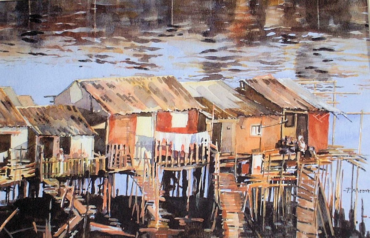 image shows: Shacks of Salvador de Bahia:  Watercolour