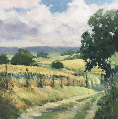 image shows: Sussex Lane: Oil on Board