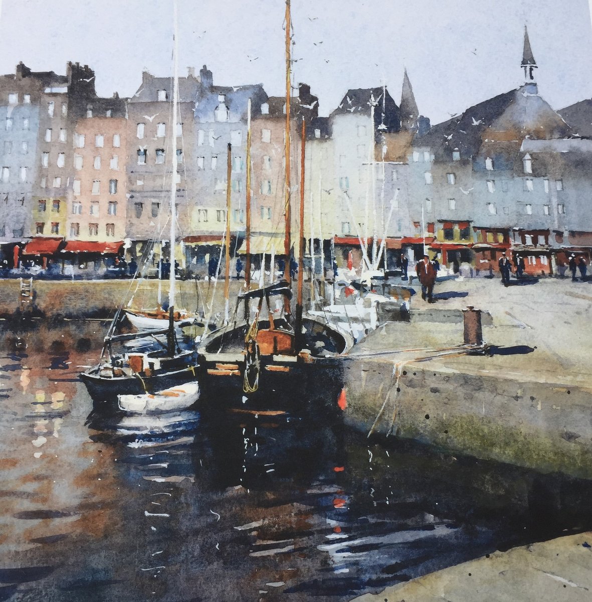 image shows: The Old Harbour, Honfleur: Watercolour