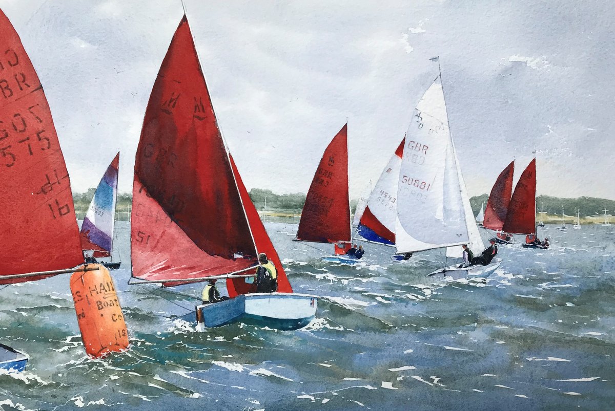 Racing around the Buoy:  watercolourImage with link to high resolution version