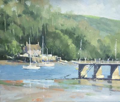 image shows: The River Dart at Dittisham: Oil on Canvas